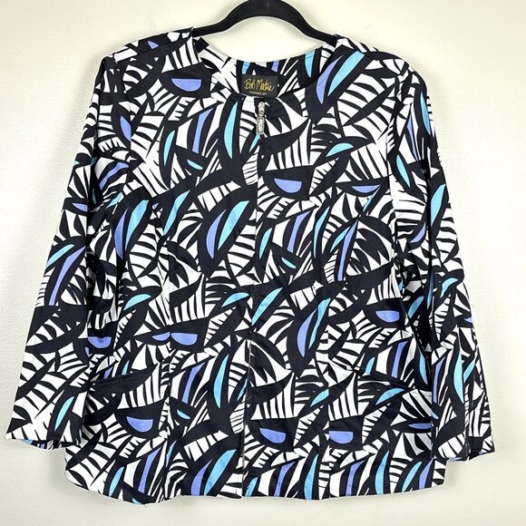Bob Mackie Jackets & Blazers - Bob Mackie Wearable Art Jacket Bold Abstract Print Zip Front Cotton Size Large